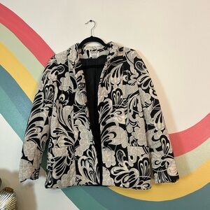 Averardo Bessi Women’s Quilted Blazer Jacket Black and White Pattern Size 8